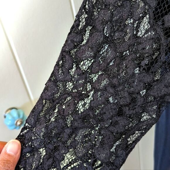 Diane Von Furstenberg Kivel Lace Silk Dress in Marine Blue Black, sz M EUC - Picture 8 of 14